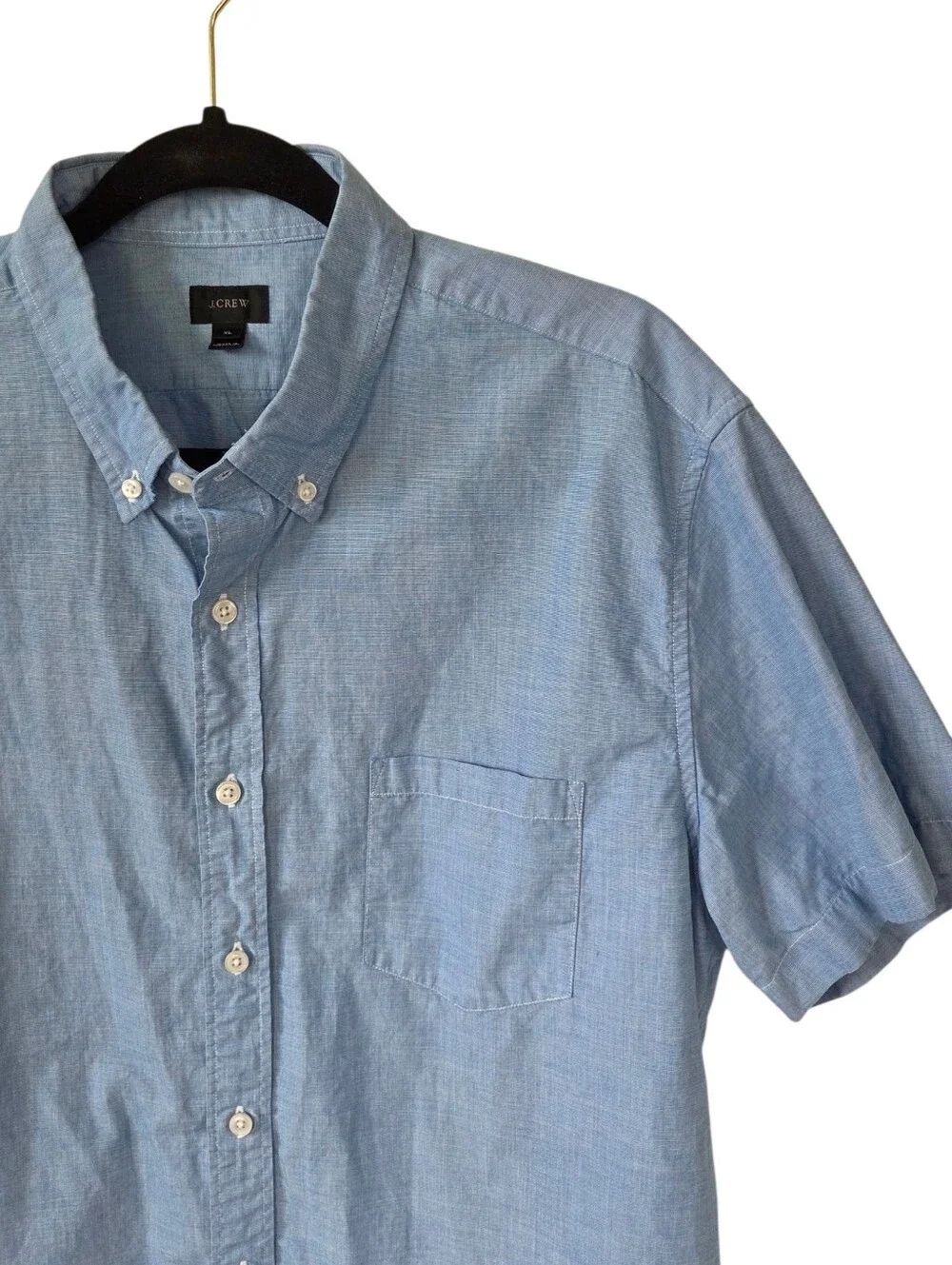 J.Crew Mens XL Secret Wash End on End Cotton Short Sleeve Shirt Coastal Prep